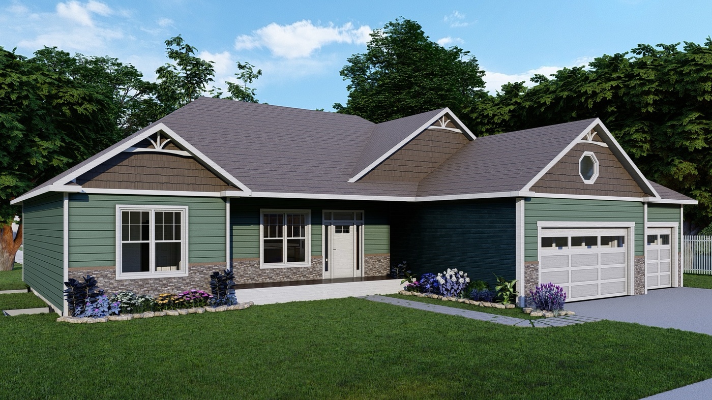 Aspen 3car Exterior Render Front Left