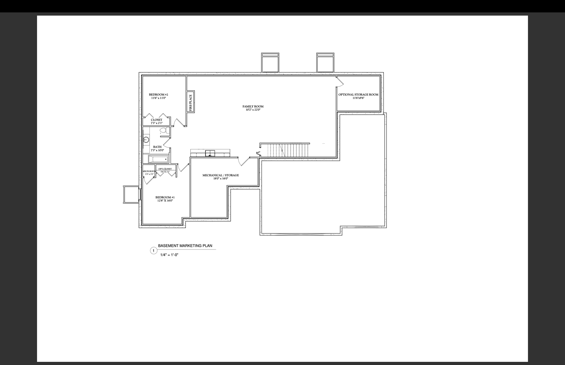 Basement level simple floor plan